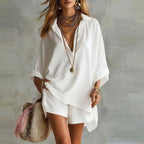 Valerie - Women's Loose-Fit Matching Shirt and Shorts Set