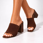 Veronica - Women's Modern Ribbed Knit Slip-On Heels