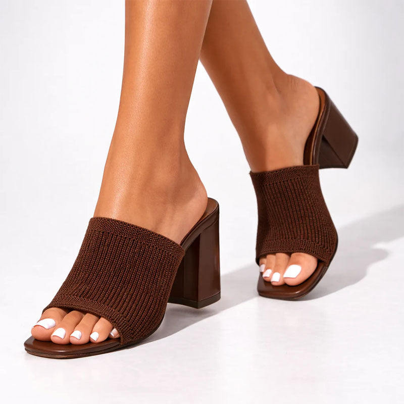 Veronica - Women's Modern Ribbed Knit Slip-On Heels