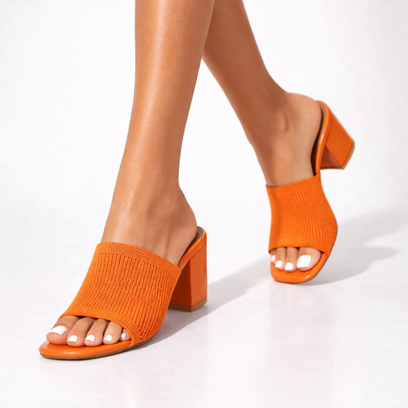 Veronica - Women's Modern Ribbed Knit Slip-On Heels