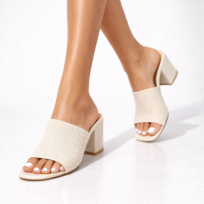 Veronica - Women's Modern Ribbed Knit Slip-On Heels