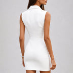 Victoria - Women's Sleeveless Ruffled Tuxedo Dress