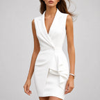 Victoria - Women's Sleeveless Ruffled Tuxedo Dress