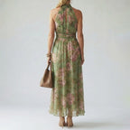 Vienna - Women's Gathered Neck Flowing Maxi Dress