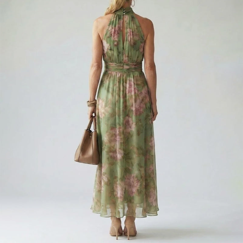 Vienna - Women's Gathered Neck Flowing Maxi Dress