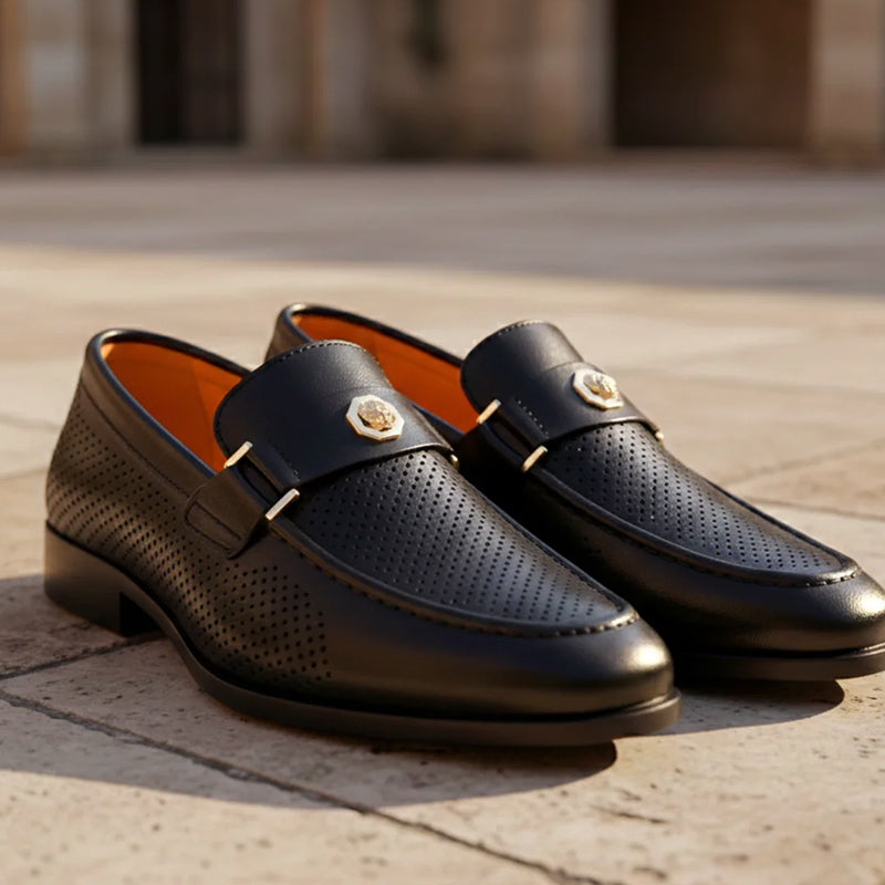 Vincent - Men's Perforated Moc-Toe Classic Dress Shoes