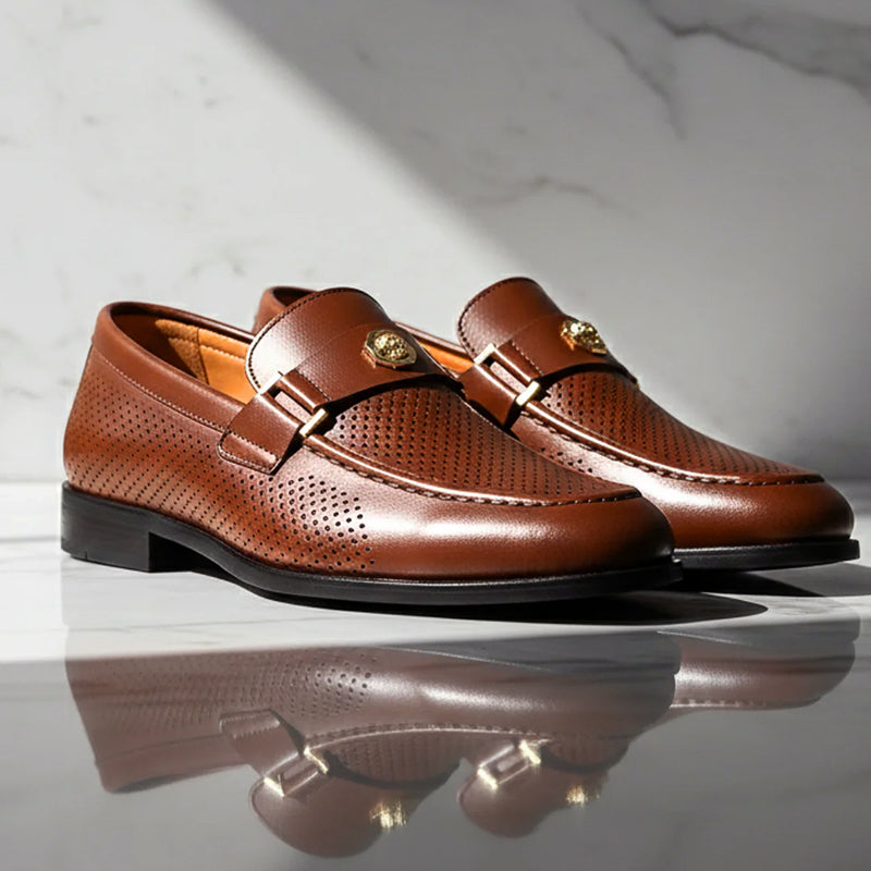 Vincent - Men's Perforated Moc-Toe Classic Dress Shoes