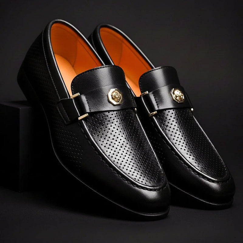 Vincent - Men's Perforated Moc-Toe Classic Dress Shoes