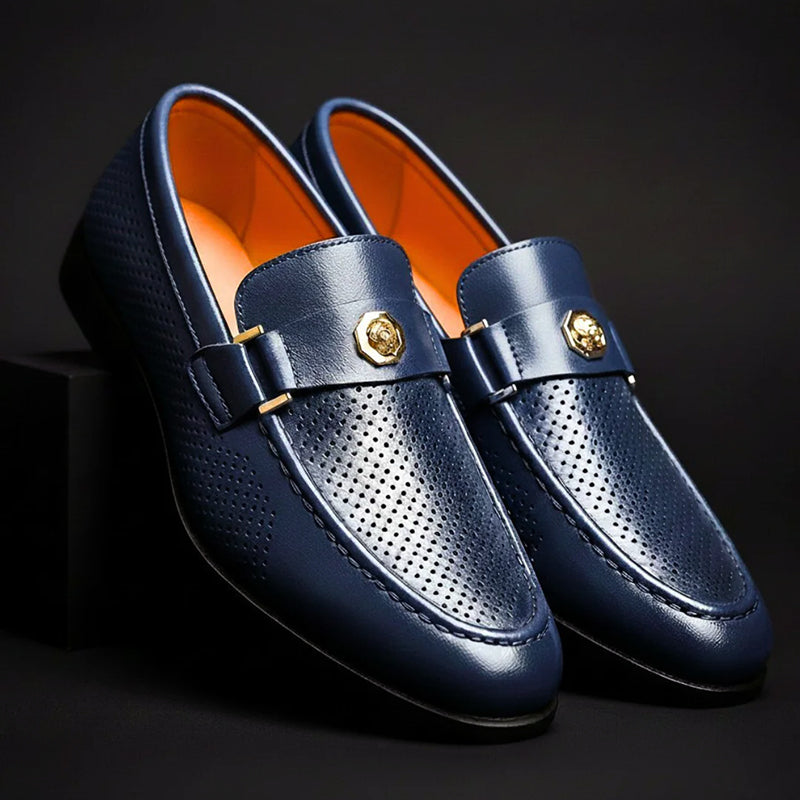 Vincent - Men's Perforated Moc-Toe Classic Dress Shoes