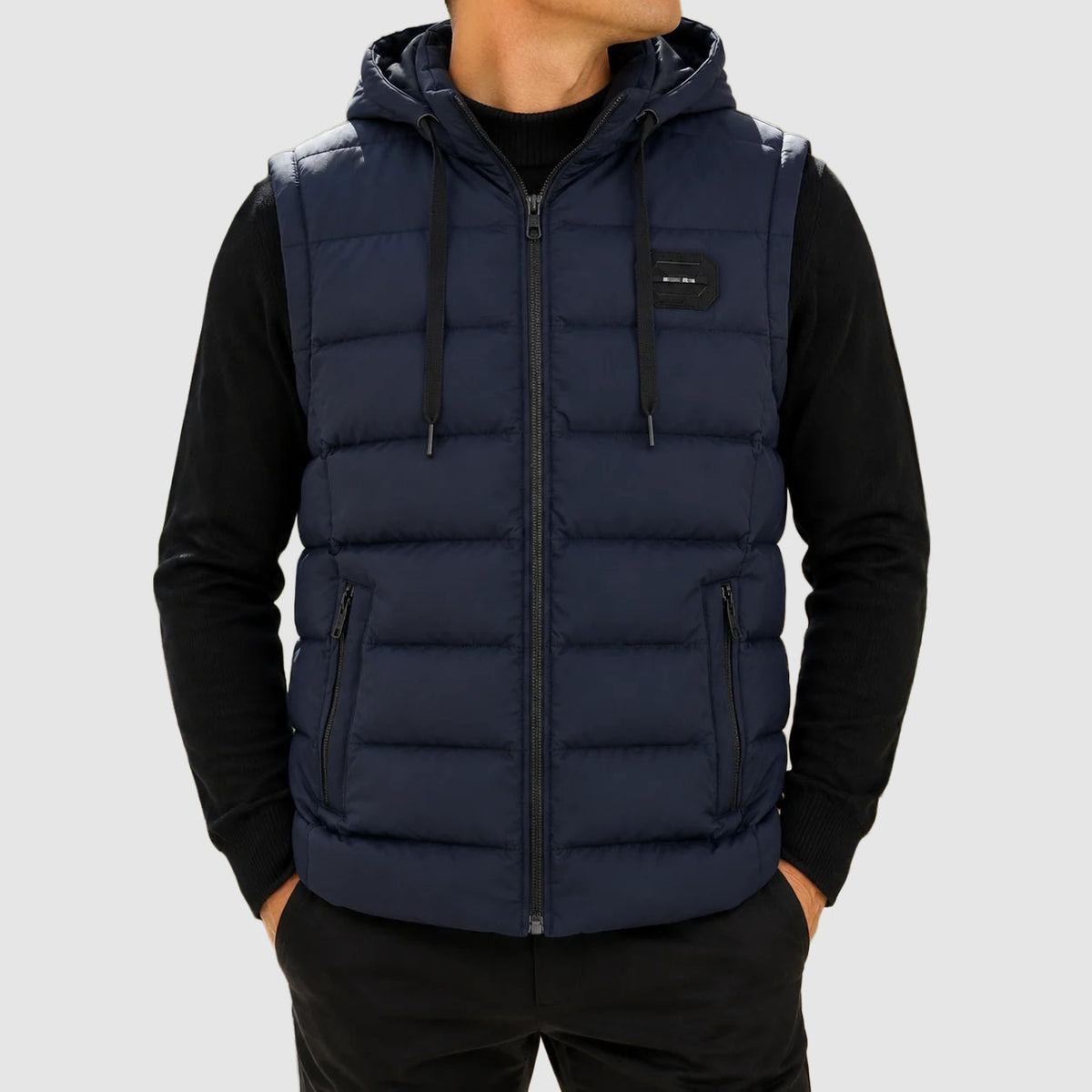 Walker - Men's Hooded Puffer Vest with Zip Pockets