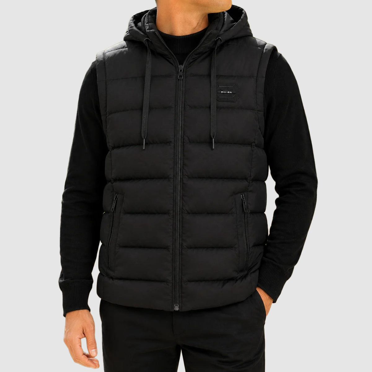 Walker - Men's Hooded Puffer Vest with Zip Pockets