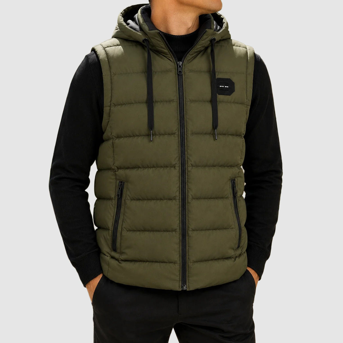 Walker - Men's Hooded Puffer Vest with Zip Pockets
