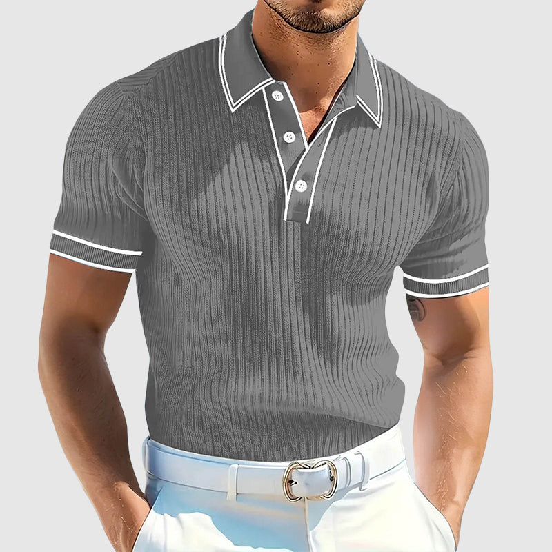 Warren - Men’s Ribbed Contrast Trim Polo Shirt