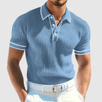 Warren - Men’s Ribbed Contrast Trim Polo Shirt