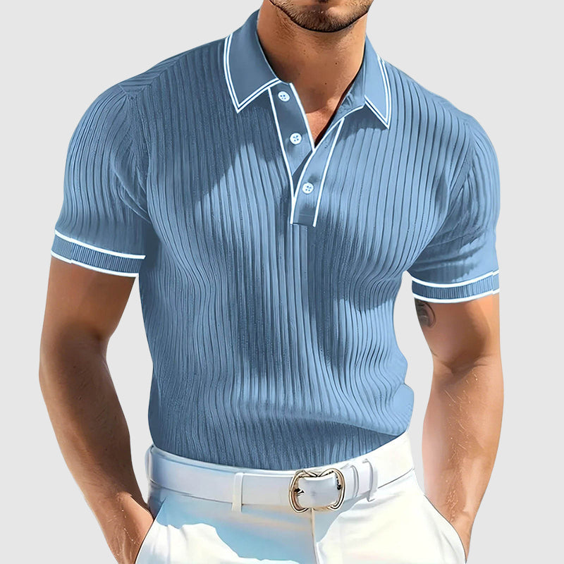 Warren - Men’s Ribbed Contrast Trim Polo Shirt