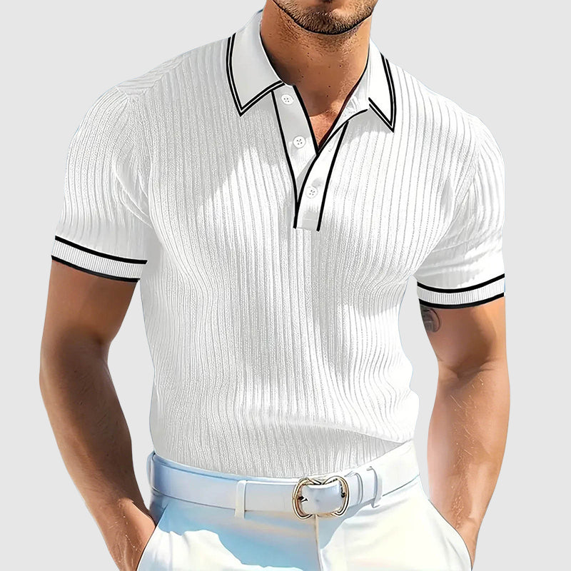 Warren - Men’s Ribbed Contrast Trim Polo Shirt