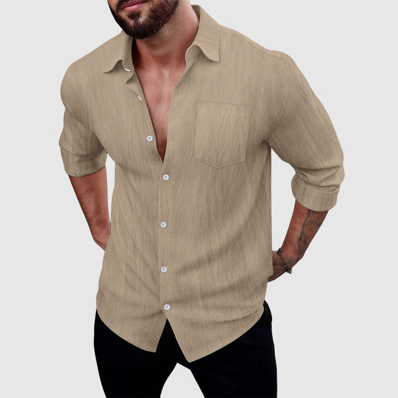 Weston - Men's Classic Linen Shirt with Chest Pocket