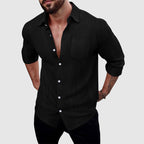 Weston - Men's Classic Linen Shirt with Chest Pocket