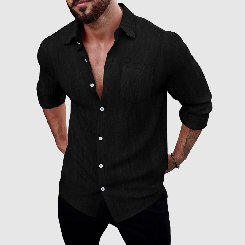 Weston - Men's Classic Linen Shirt with Chest Pocket
