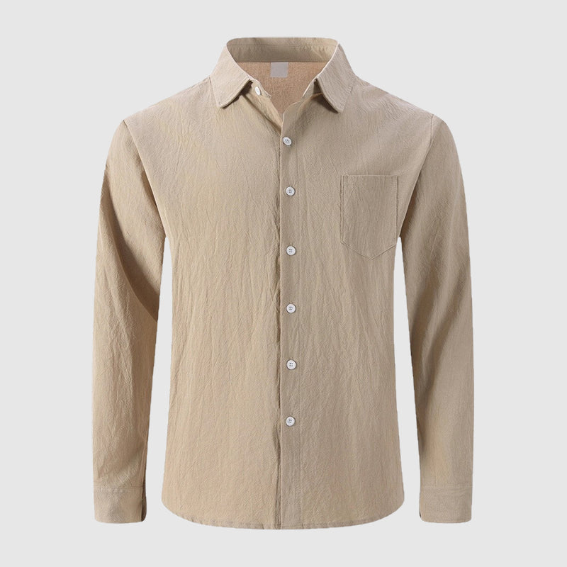 Weston - Men's Classic Linen Shirt with Chest Pocket