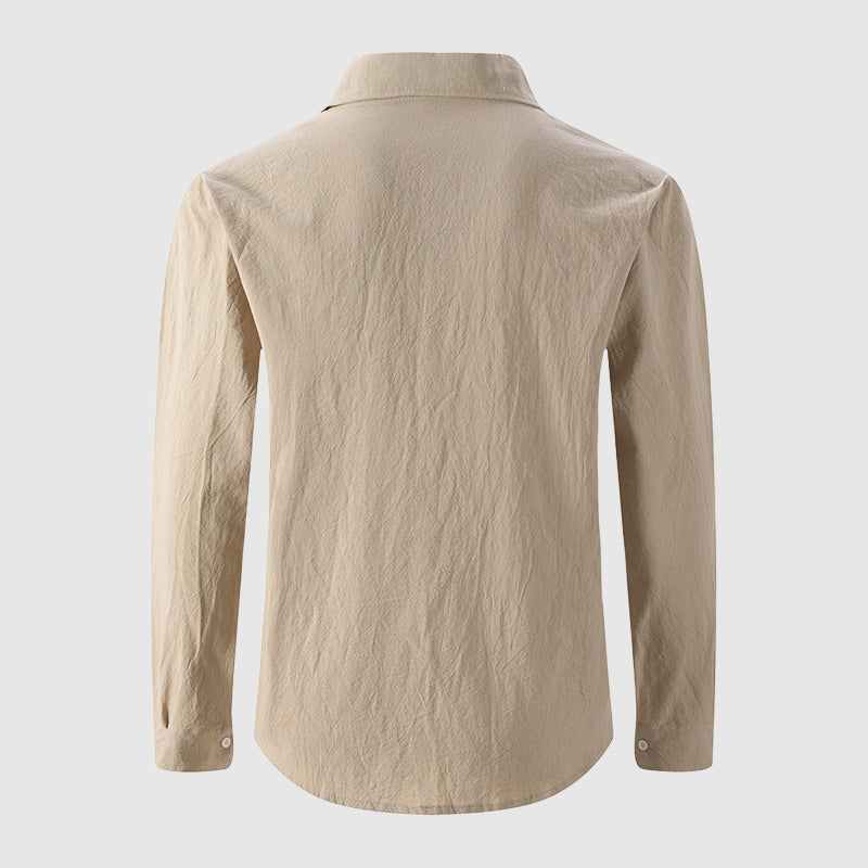 Weston - Men's Classic Linen Shirt with Chest Pocket