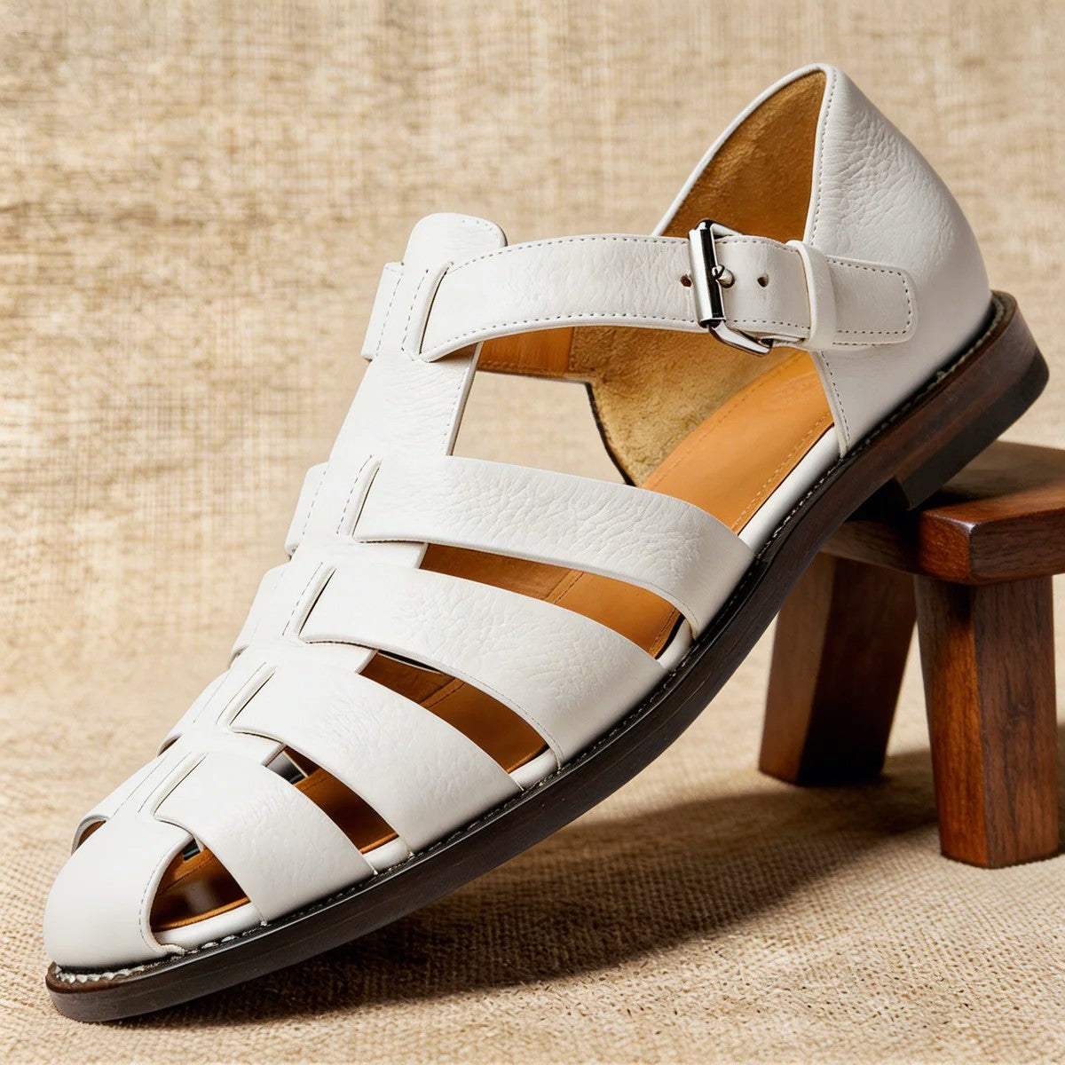 William - Men’s Leather Fisherman Sandals with Closed Toe