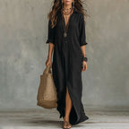 Wilma - Women's Relaxed Collared Maxi Shirt Dress