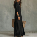Wilma - Women's Relaxed Collared Maxi Shirt Dress