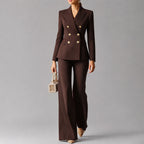 Yvonne - Women's Pinstripe Double-Breasted Pantsuit Set