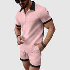 Zachary - Men's Textured Short Sleeve Shirt and Shorts Set