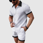 Zachary - Men's Textured Short Sleeve Shirt and Shorts Set