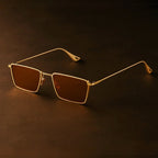 Zephra - Retro Rectangle Metal Frame Sunglasses