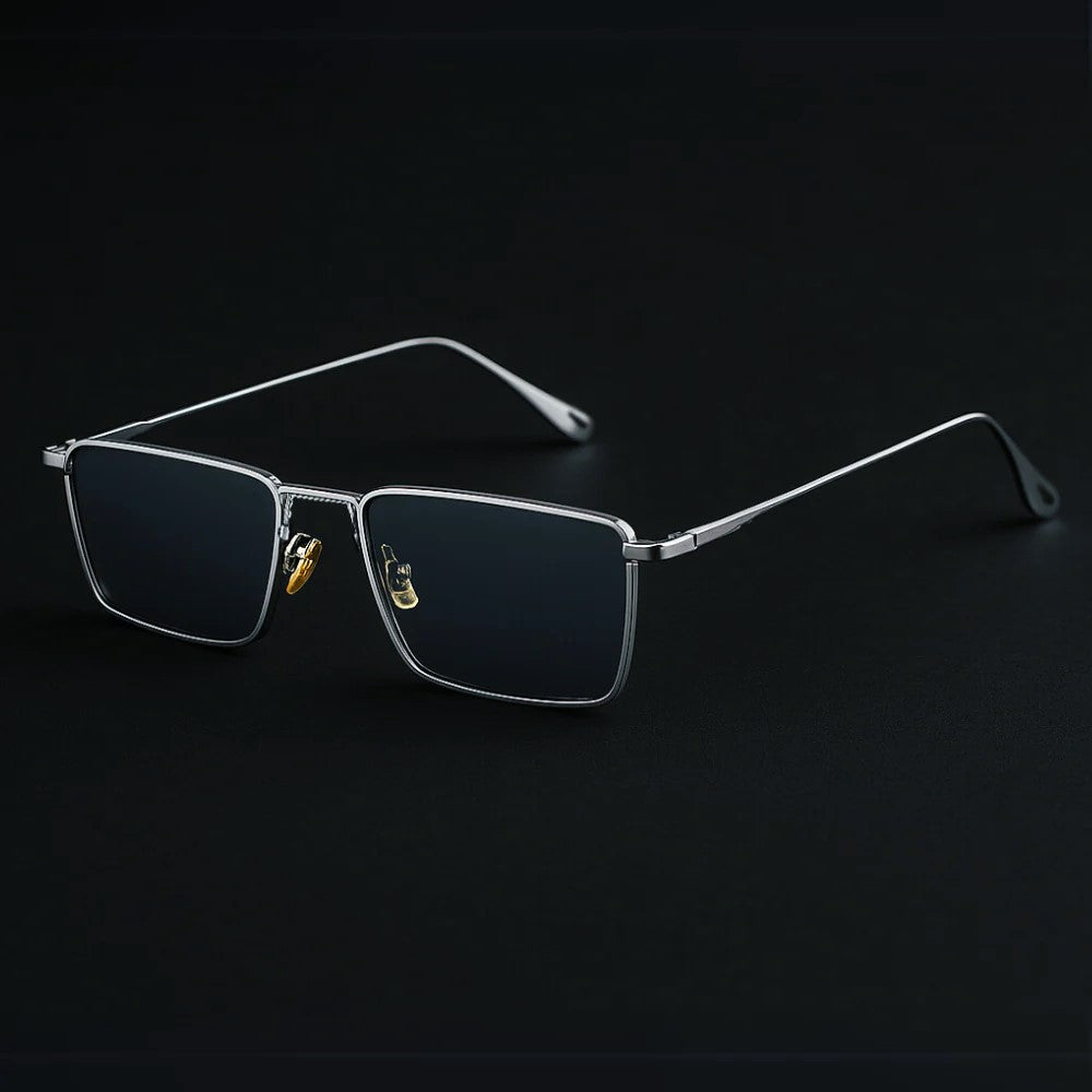 Zephra - Retro Rectangle Metal Frame Sunglasses