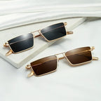 Zephra - Retro Rectangle Metal Frame Sunglasses