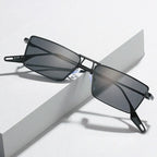 Zephra - Retro Rectangle Metal Frame Sunglasses