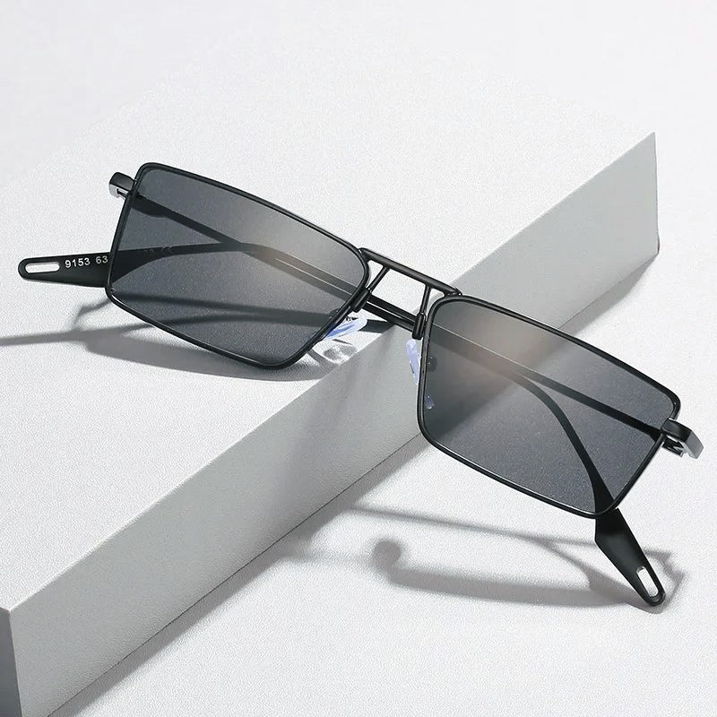 Zephra - Retro Rectangle Metal Frame Sunglasses