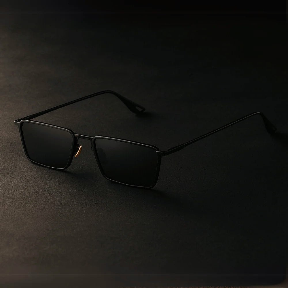 Zephra - Retro Rectangle Metal Frame Sunglasses