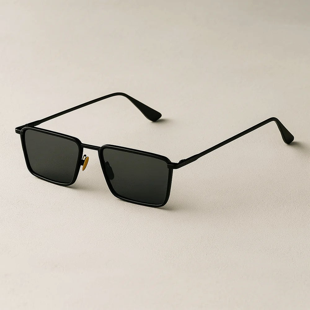Zephra - Retro Rectangle Metal Frame Sunglasses