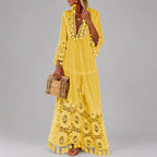 Zoe - Women's Crochet Trim Tassel Boho Maxi Dress