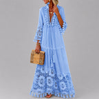 Zoe - Women's Crochet Trim Tassel Boho Maxi Dress