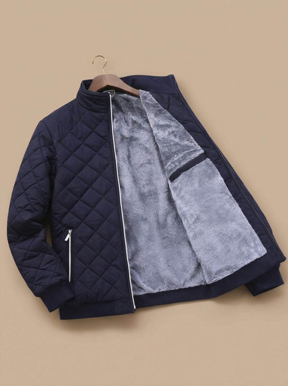 Adrian - Men's Quilted Puffer Jacket with Fleece Lining