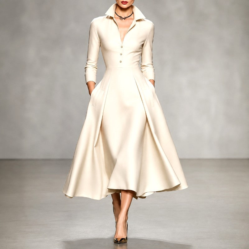 Adriana - Women's Long Sleeve A-Line Evening Dress 3