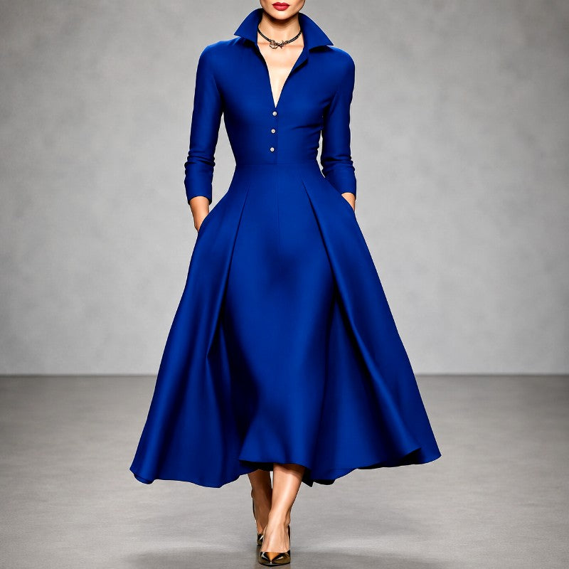 Adriana - Women's Long Sleeve A-Line Evening Dress 4