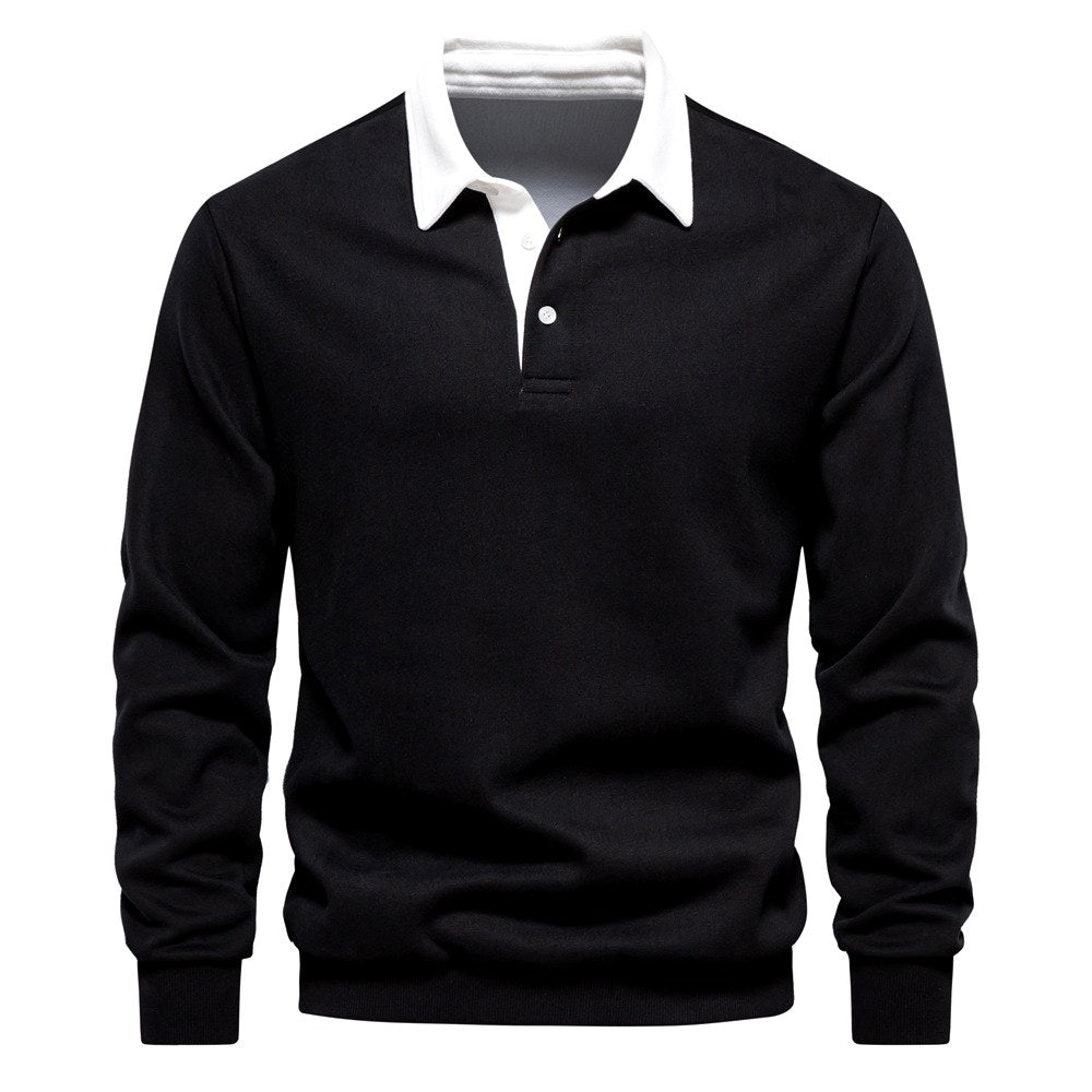 Aiden - Men's Long Sleeve Polo Collar Sweatshirt 1