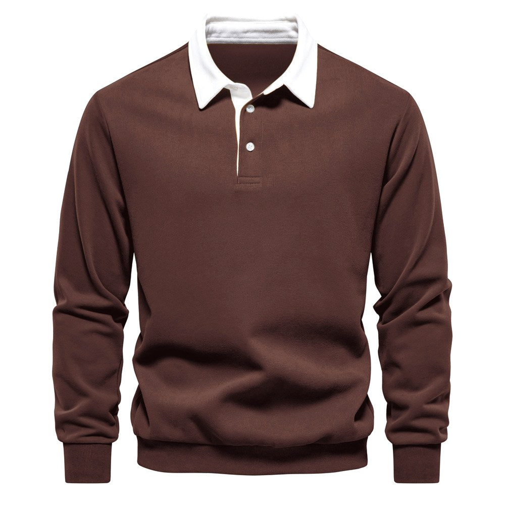 Aiden - Men's Long Sleeve Polo Collar Sweatshirt 4