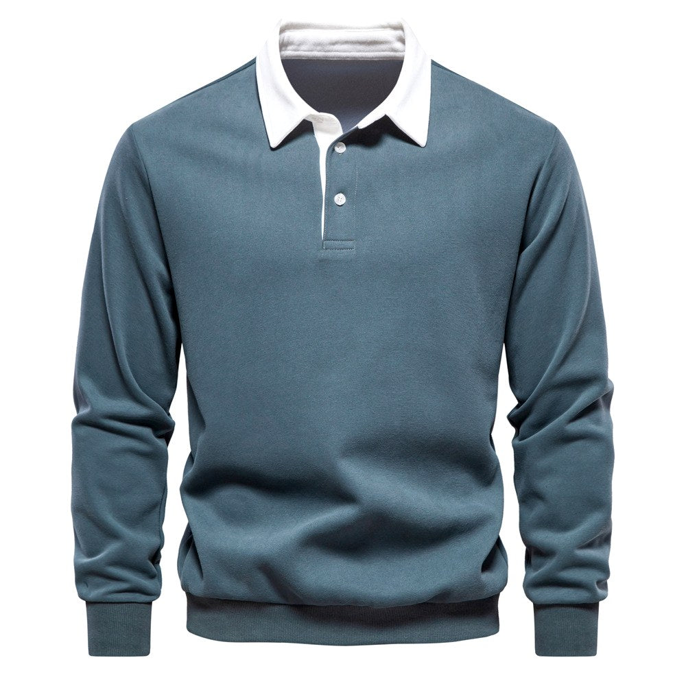 Aiden - Men's Long Sleeve Polo Collar Sweatshirt 5
