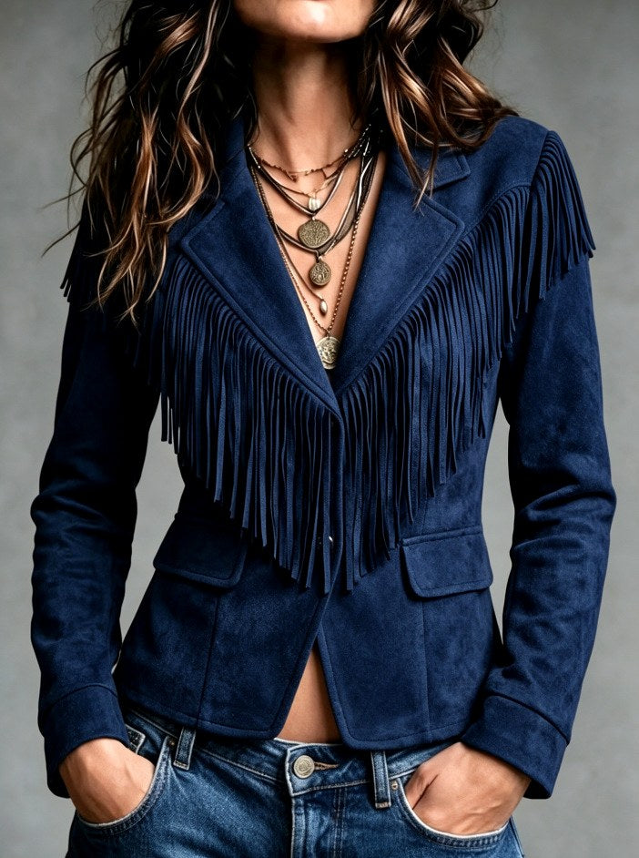 Aika - Women's Western Fringe Collar Blazer 8