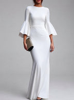 Aisha - Women's Round Neck Bell Sleeve Mermaid Dress