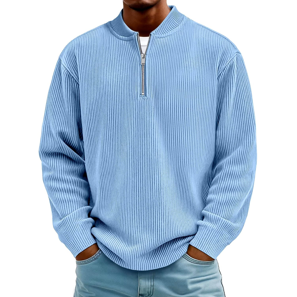 Alan - Men's Ribbed Long Sleeve Quarter-Zip Fall Pullover 1