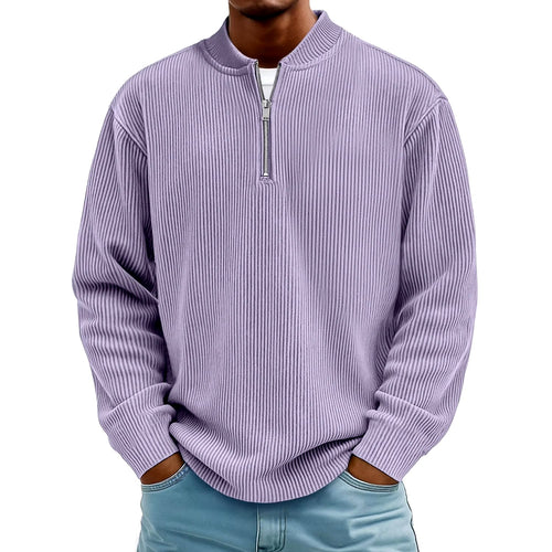 Alan - Men's Ribbed Long Sleeve Quarter-Zip Fall Pullover 2